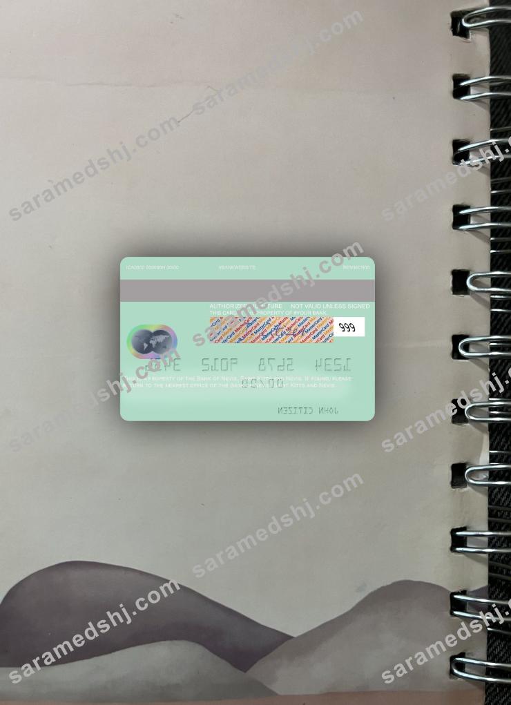 Saint Kitts and Nevis Bank of Nevis mastercard photolook back